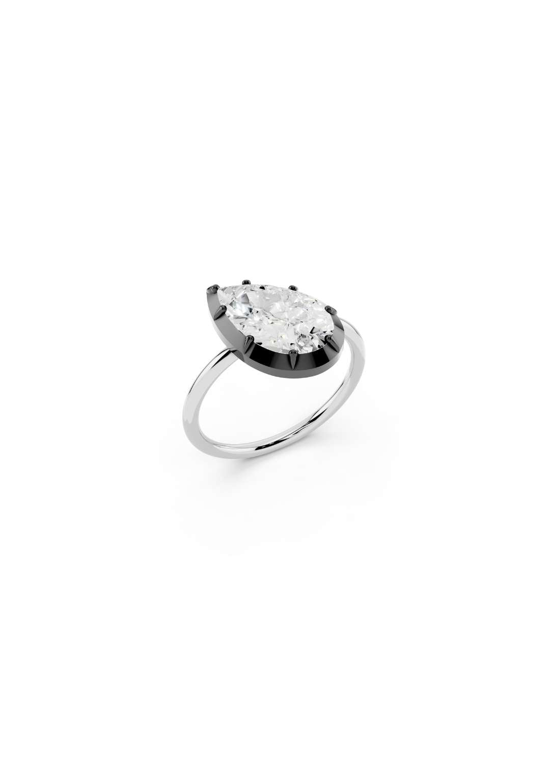 Tilted Pear Diamond Ring Image 10