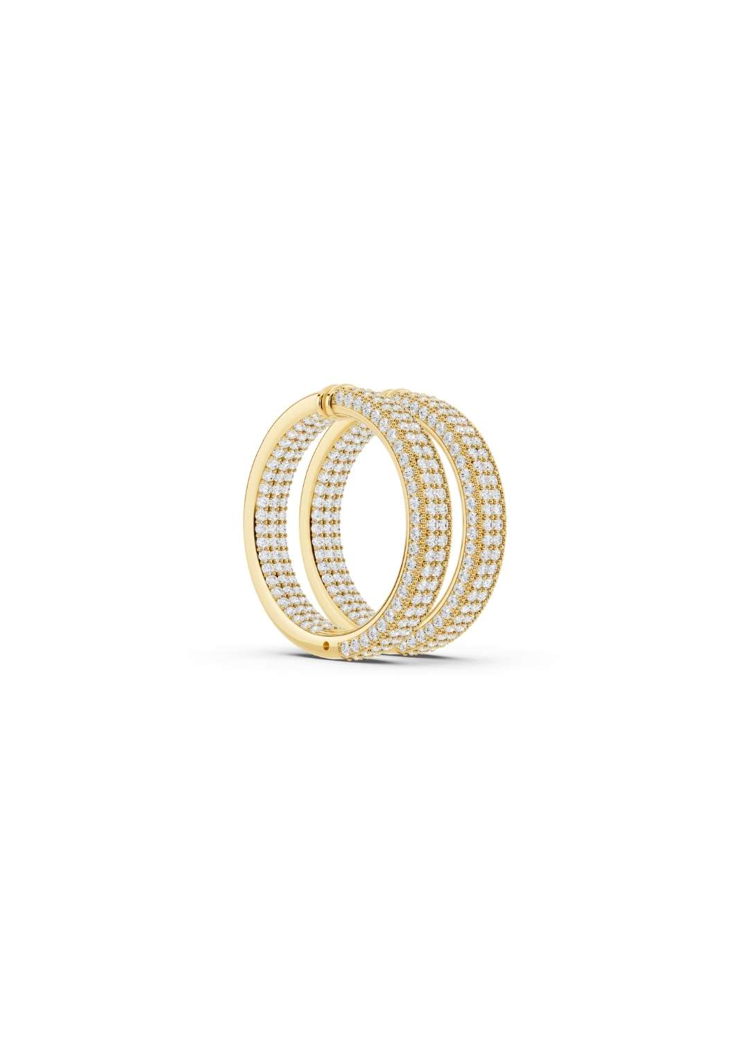 Triple Row Diamond Hoop Earrings Image 3