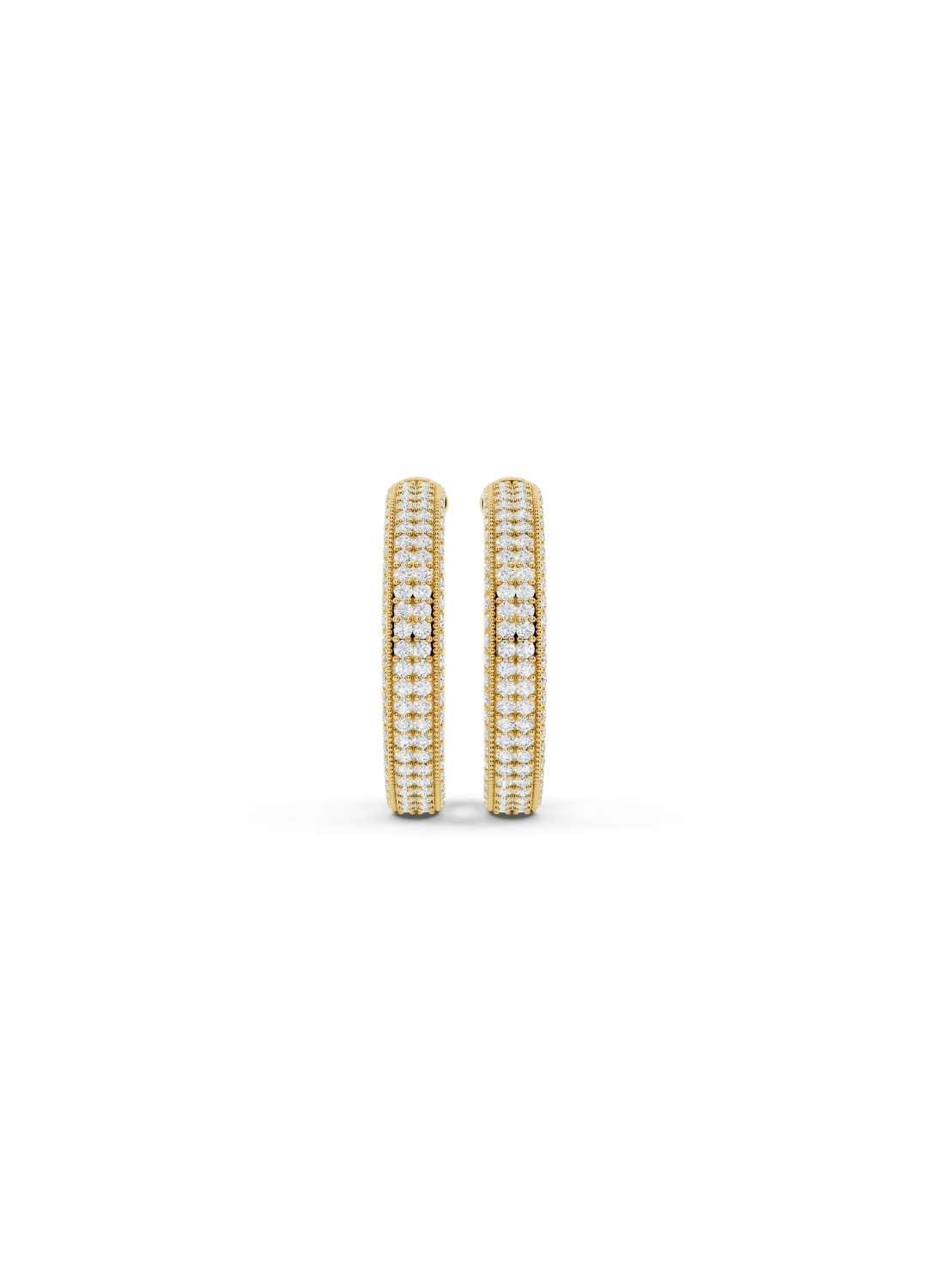 Triple Row Diamond Hoop Earrings Image 4