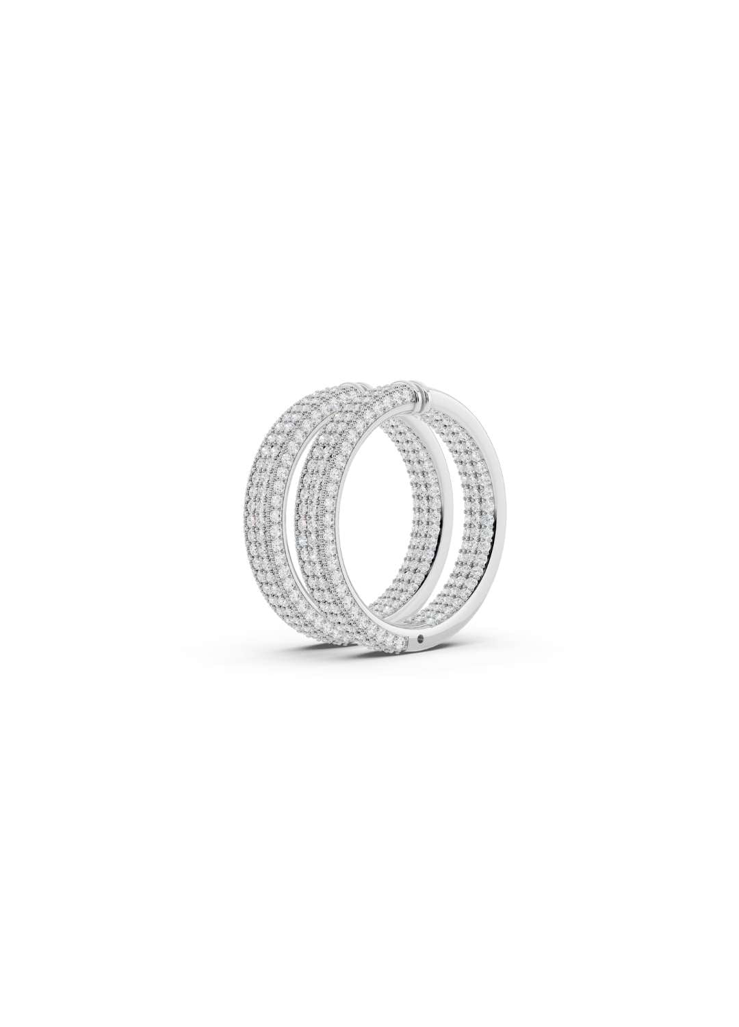 Triple Row Diamond Hoop Earrings Image 12