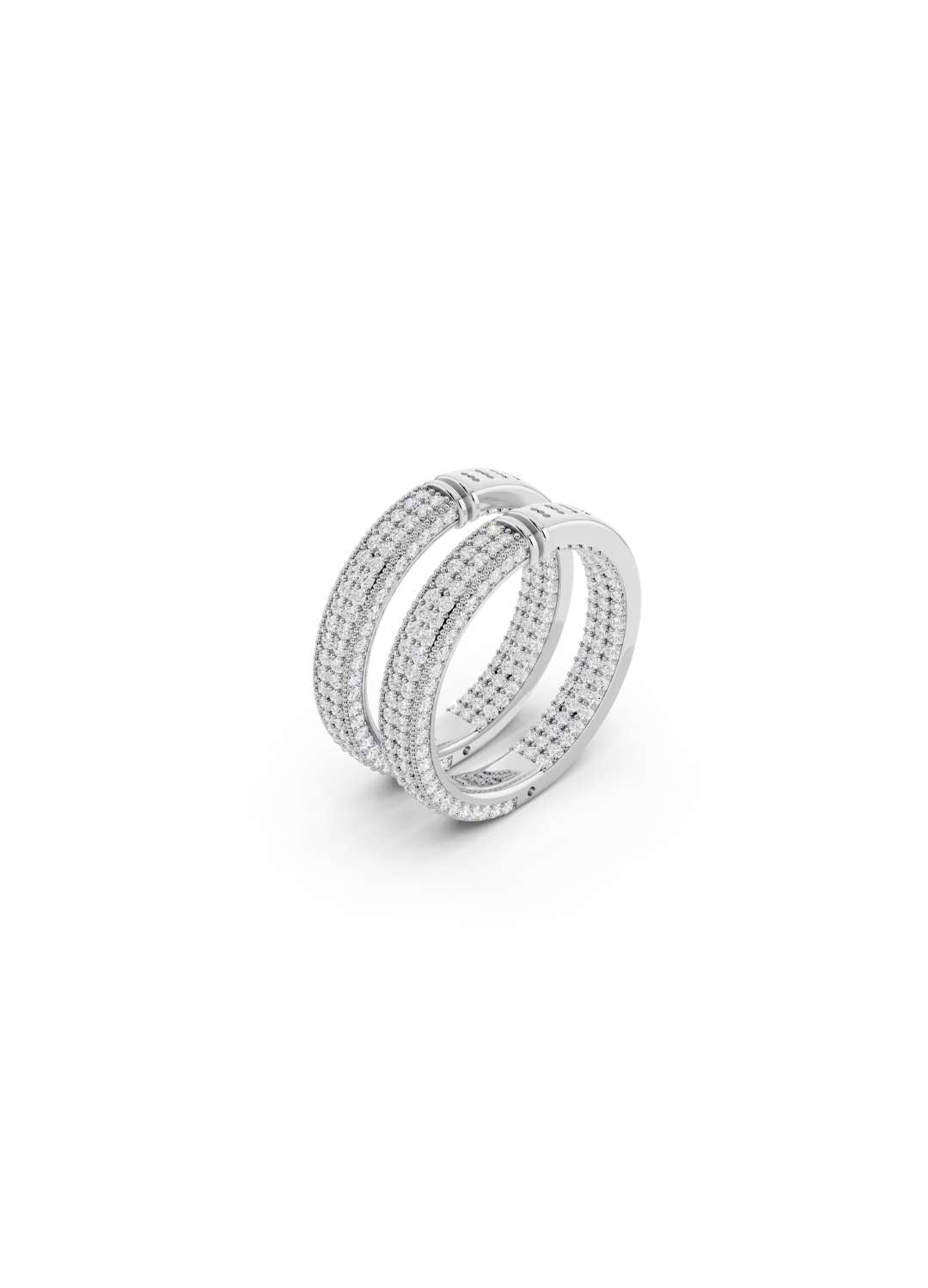 Triple Row Diamond Hoop Earrings Image 14