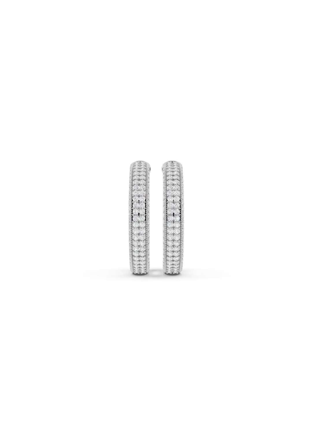 Triple Row Diamond Hoop Earrings Image 15