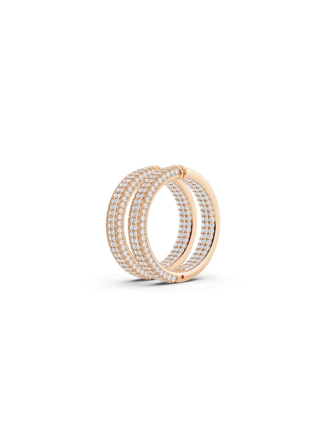 Triple Row Diamond Hoop Earrings Image 6