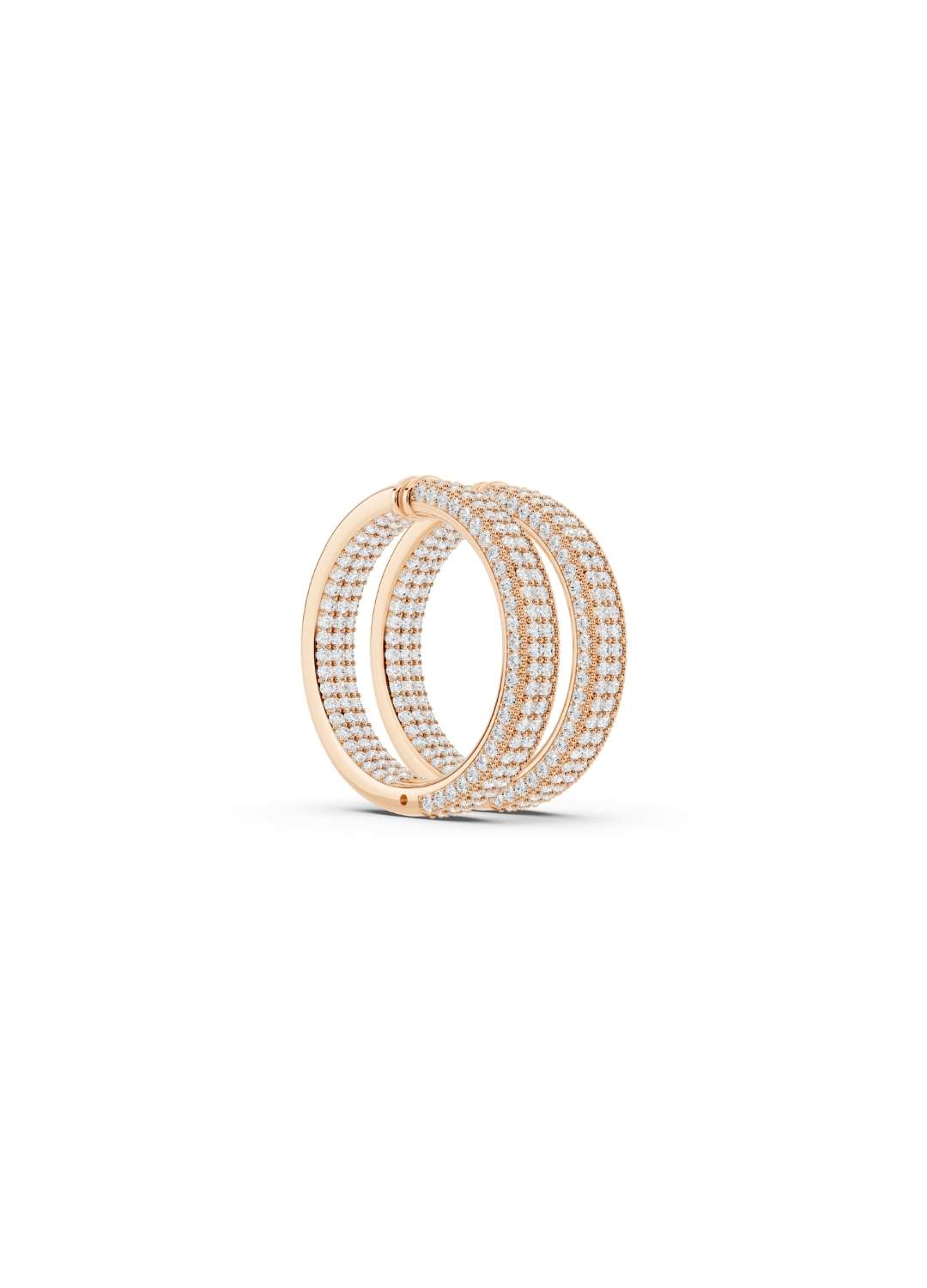 Triple Row Diamond Hoop Earrings Image 7