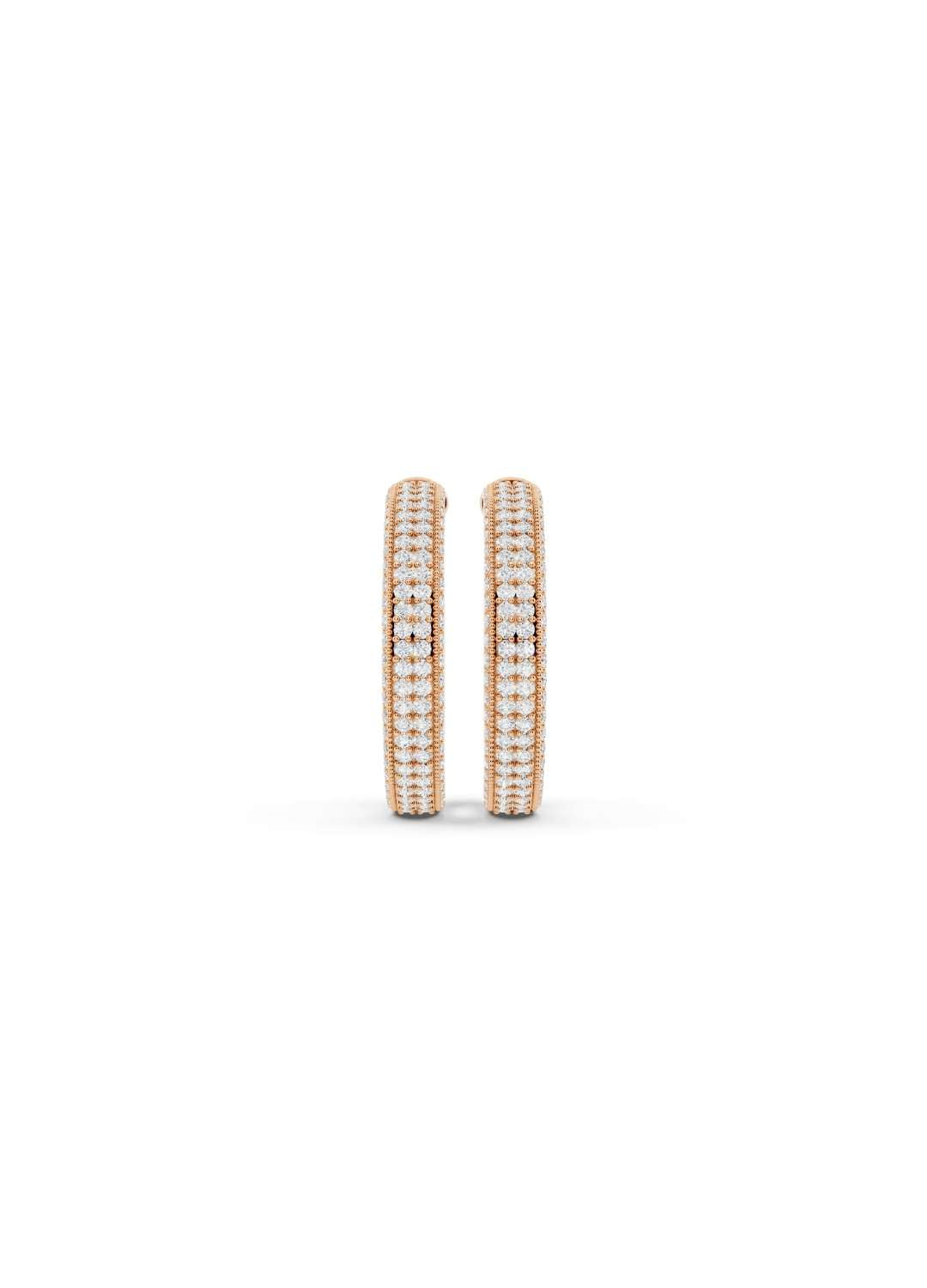 Triple Row Diamond Hoop Earrings Image 9