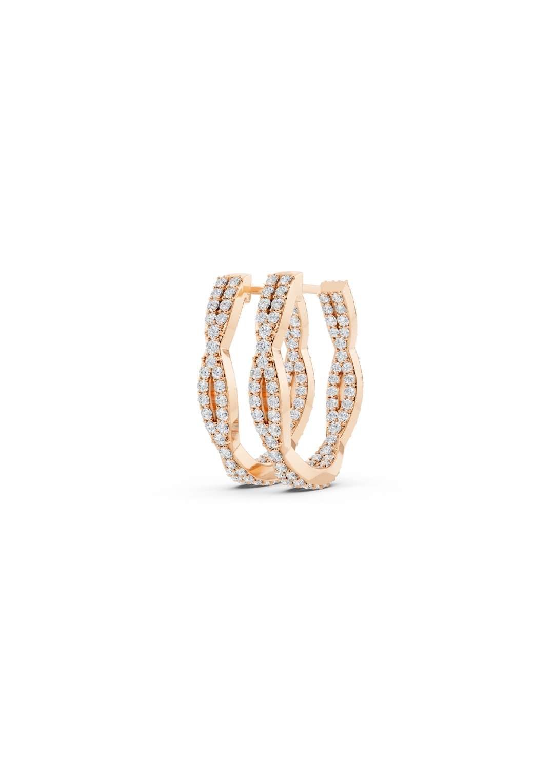 Twist Diamond Hoop Earrings Image 6