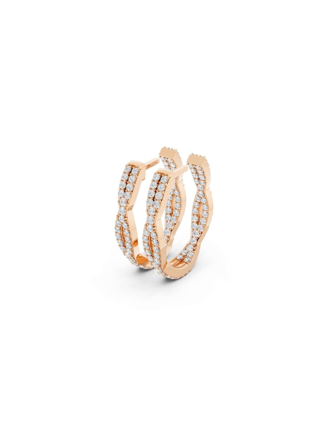 Twist Diamond Hoop Earrings Image 9