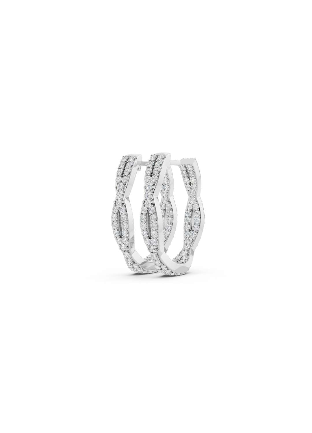 Twist Diamond Hoop Earrings Image 11