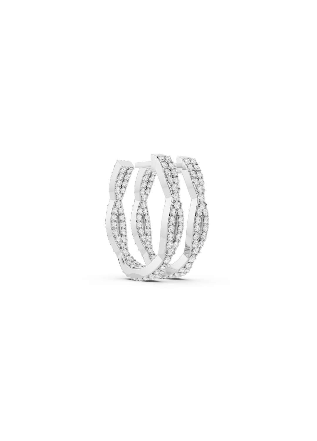 Twist Diamond Hoop Earrings Image 12
