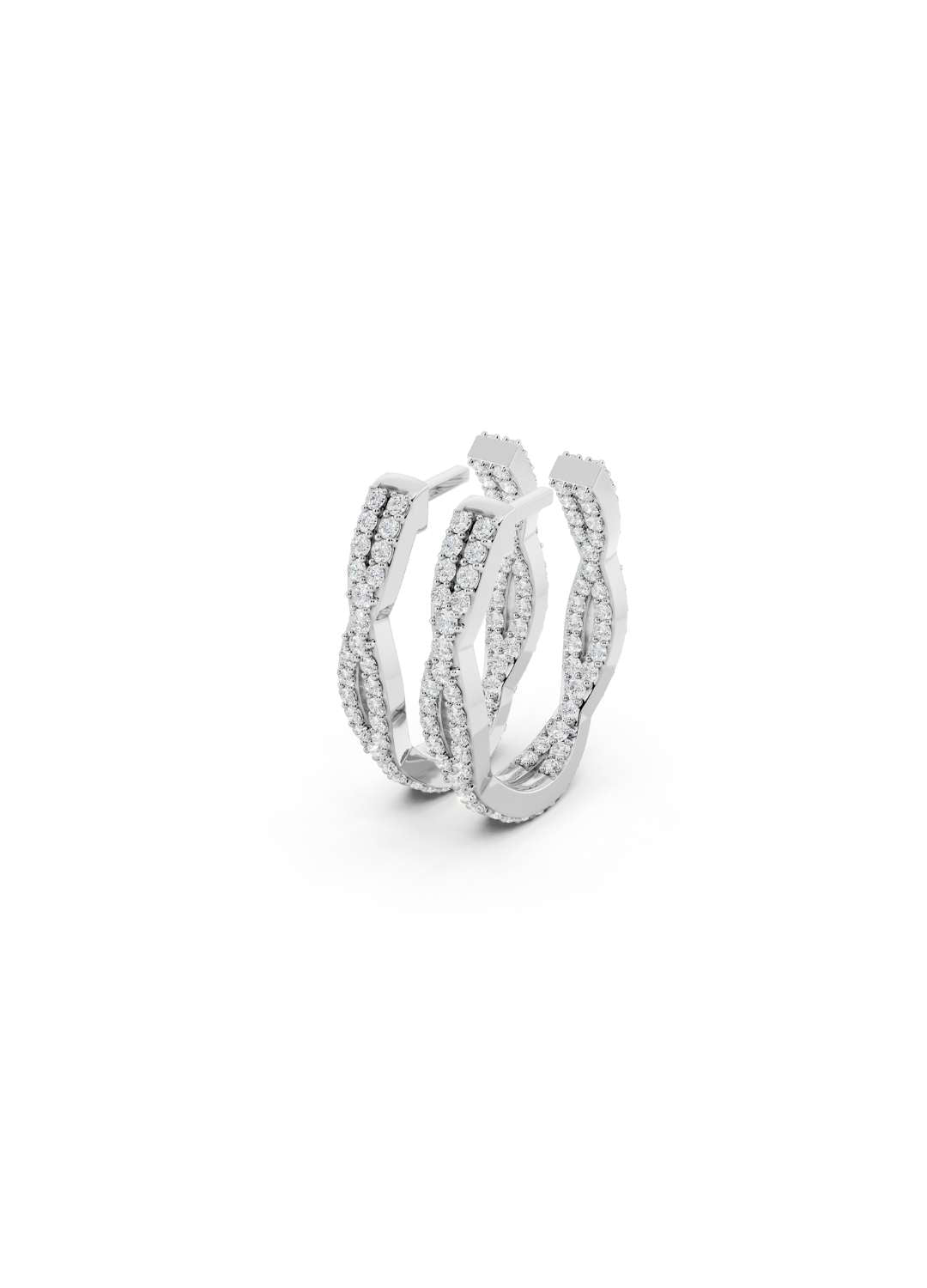 Twist Diamond Hoop Earrings Image 14