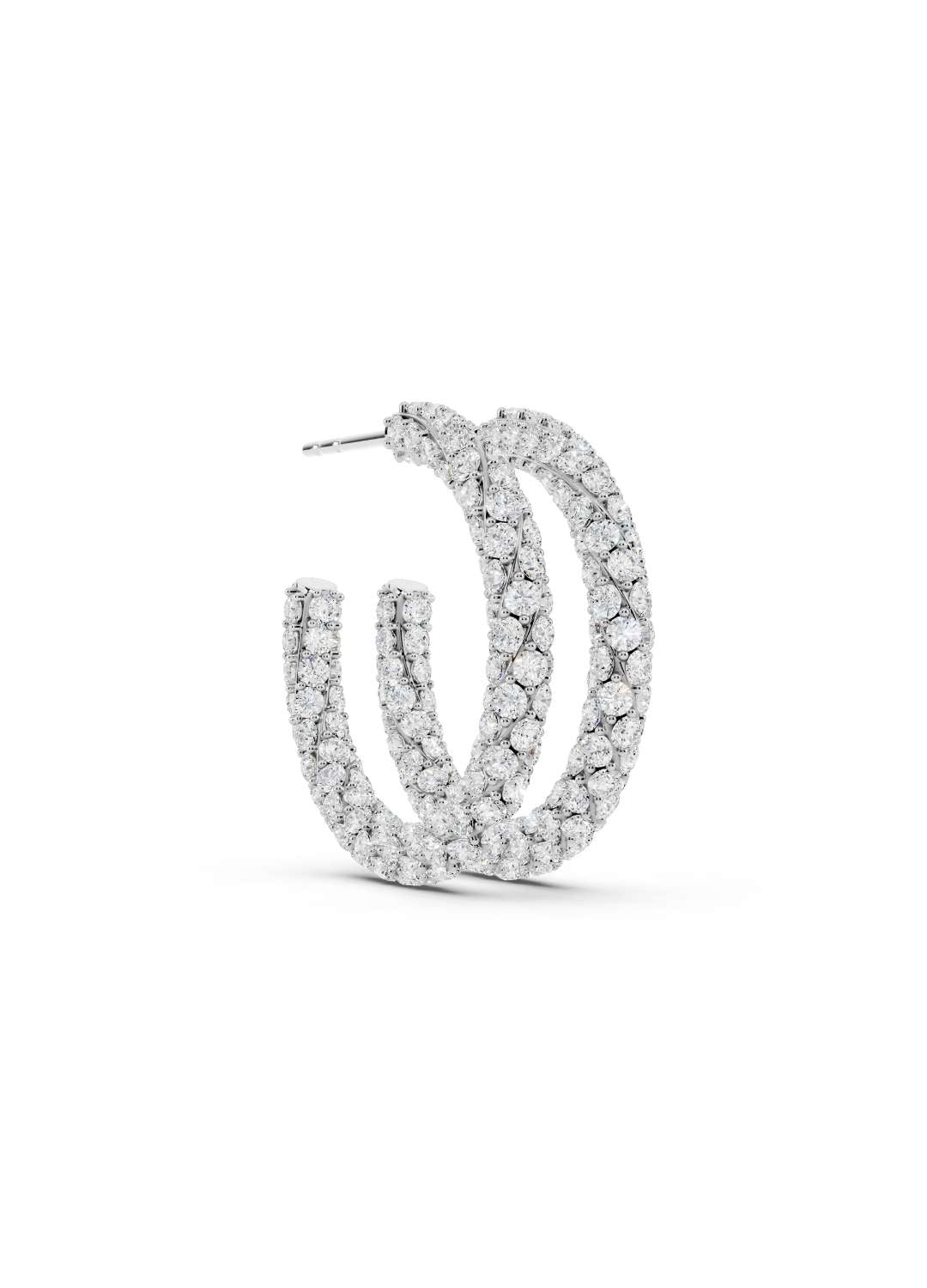 Twisted Diamond Hoop Earrings Image 12