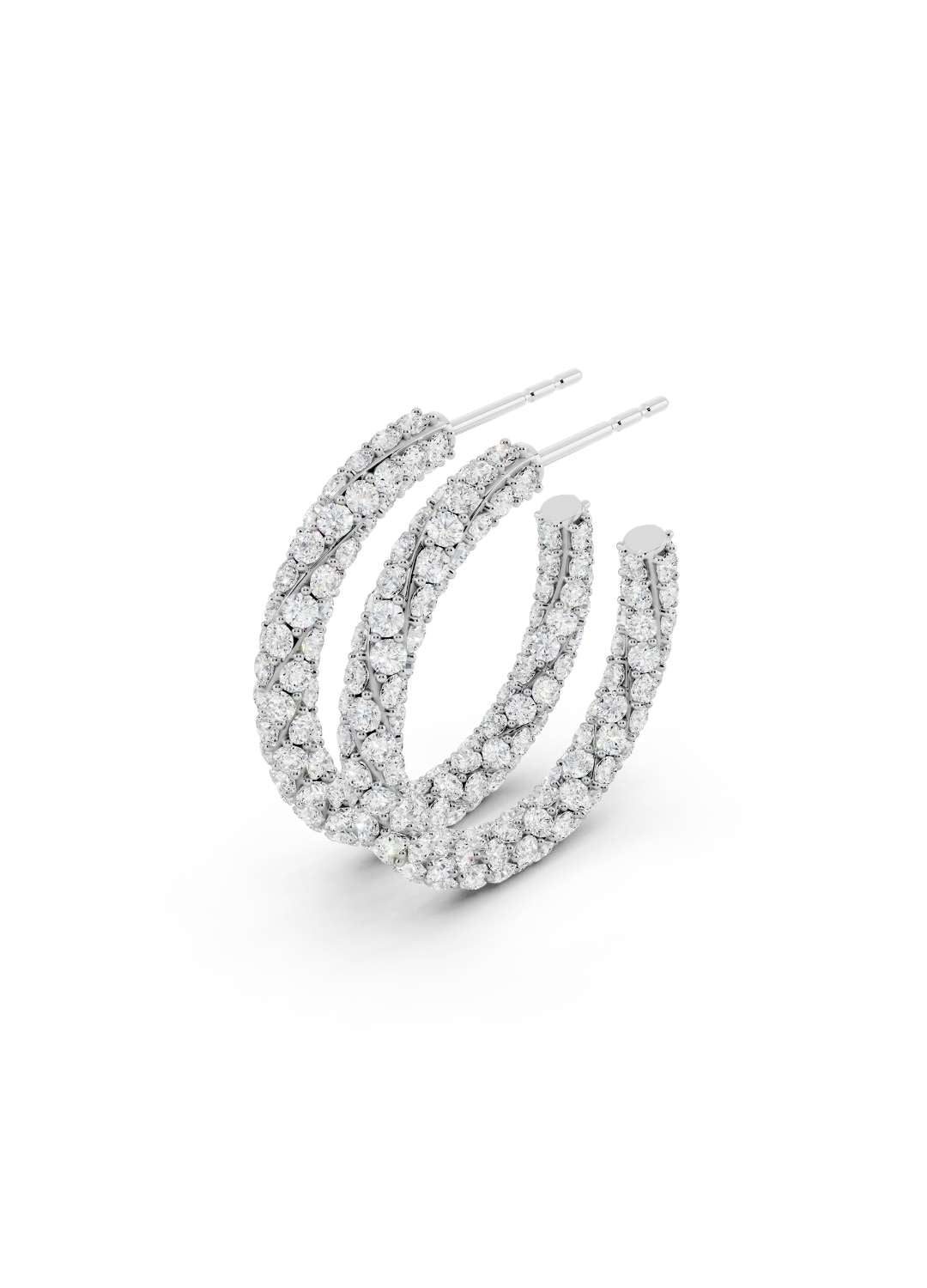Twisted Diamond Hoop Earrings Image 10