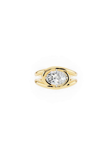Twisted Gold Oval Diamond Ring Image 1