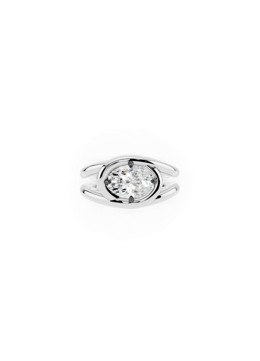 Twisted Gold Oval Diamond Ring Image 5