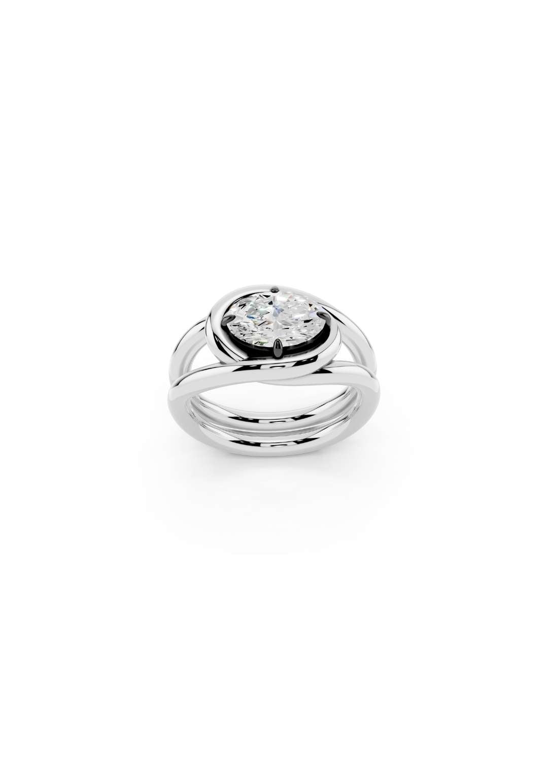 Twisted Gold Oval Diamond Ring Image 6