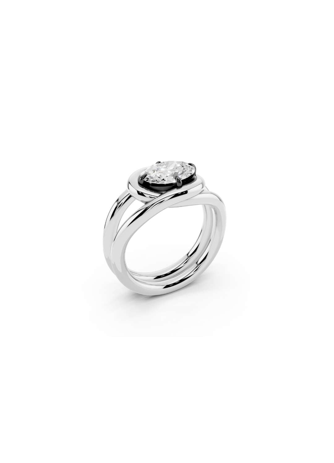 Twisted Gold Oval Diamond Ring Image 7