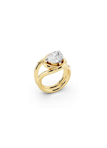 Twisted Gold Pear Diamond Ring Image 1