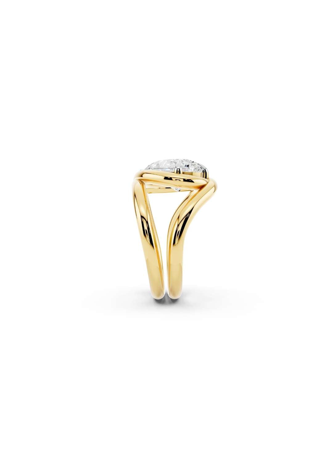 Twisted Gold Pear Diamond Ring Image 4