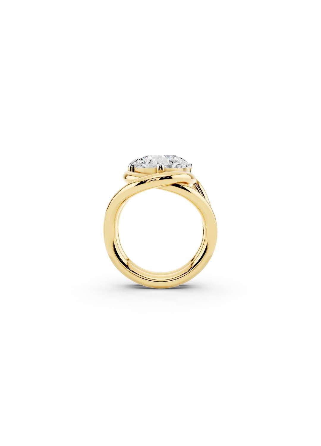 Twisted Gold Pear Diamond Ring Image 5