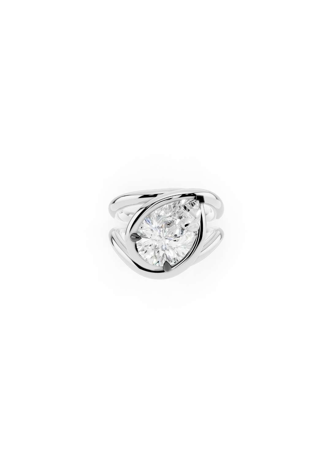 Twisted Gold Pear Diamond Ring Image 7
