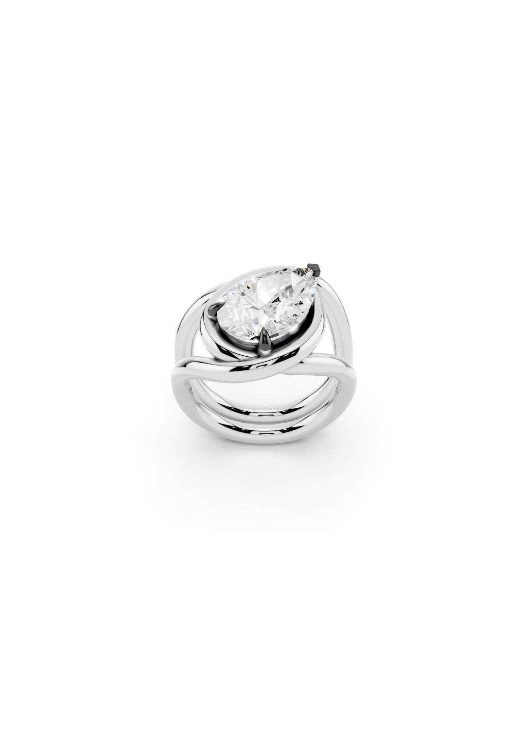 Twisted Gold Pear Diamond Ring Image 6
