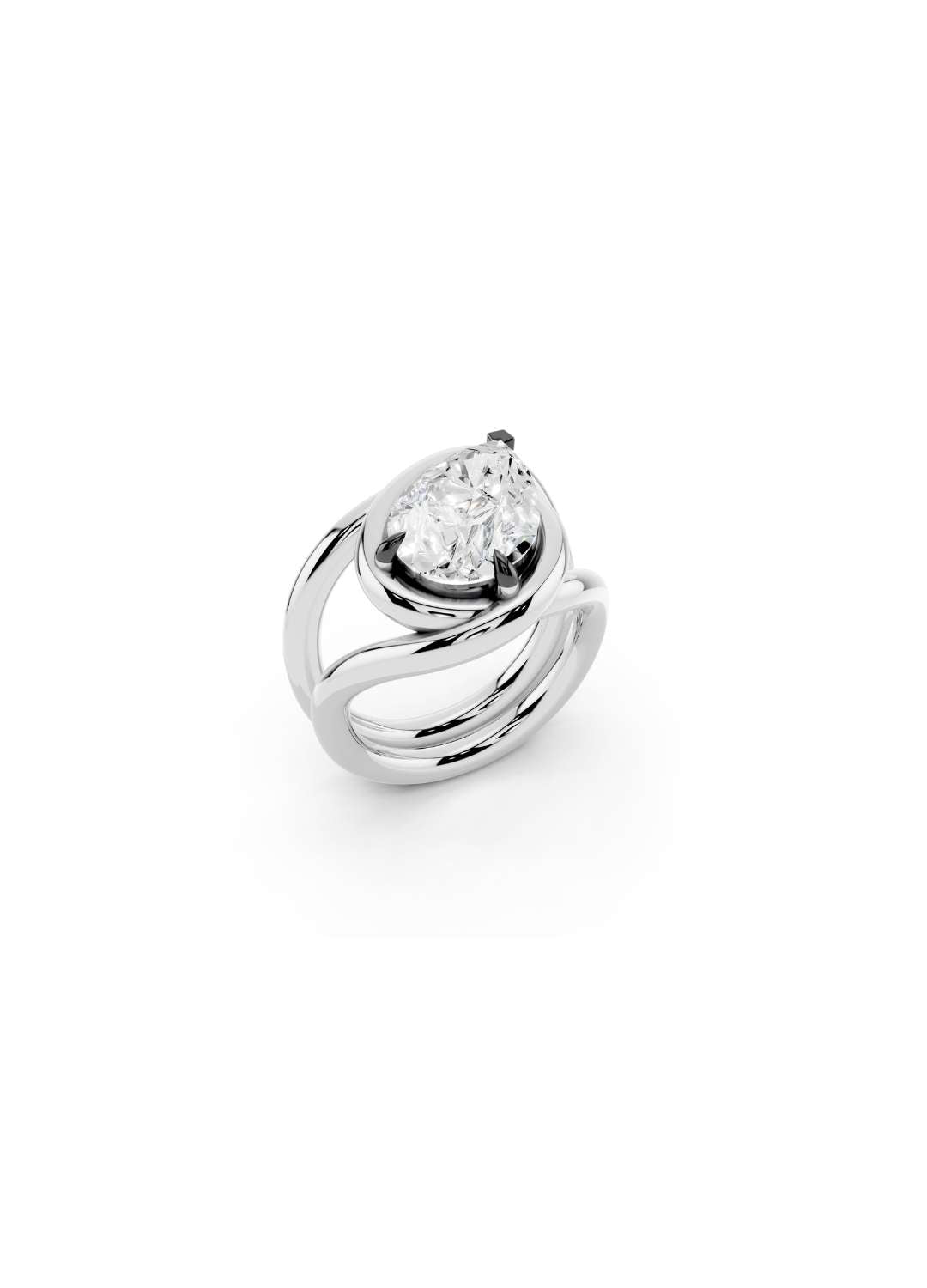 Twisted Gold Pear Diamond Ring Image 8