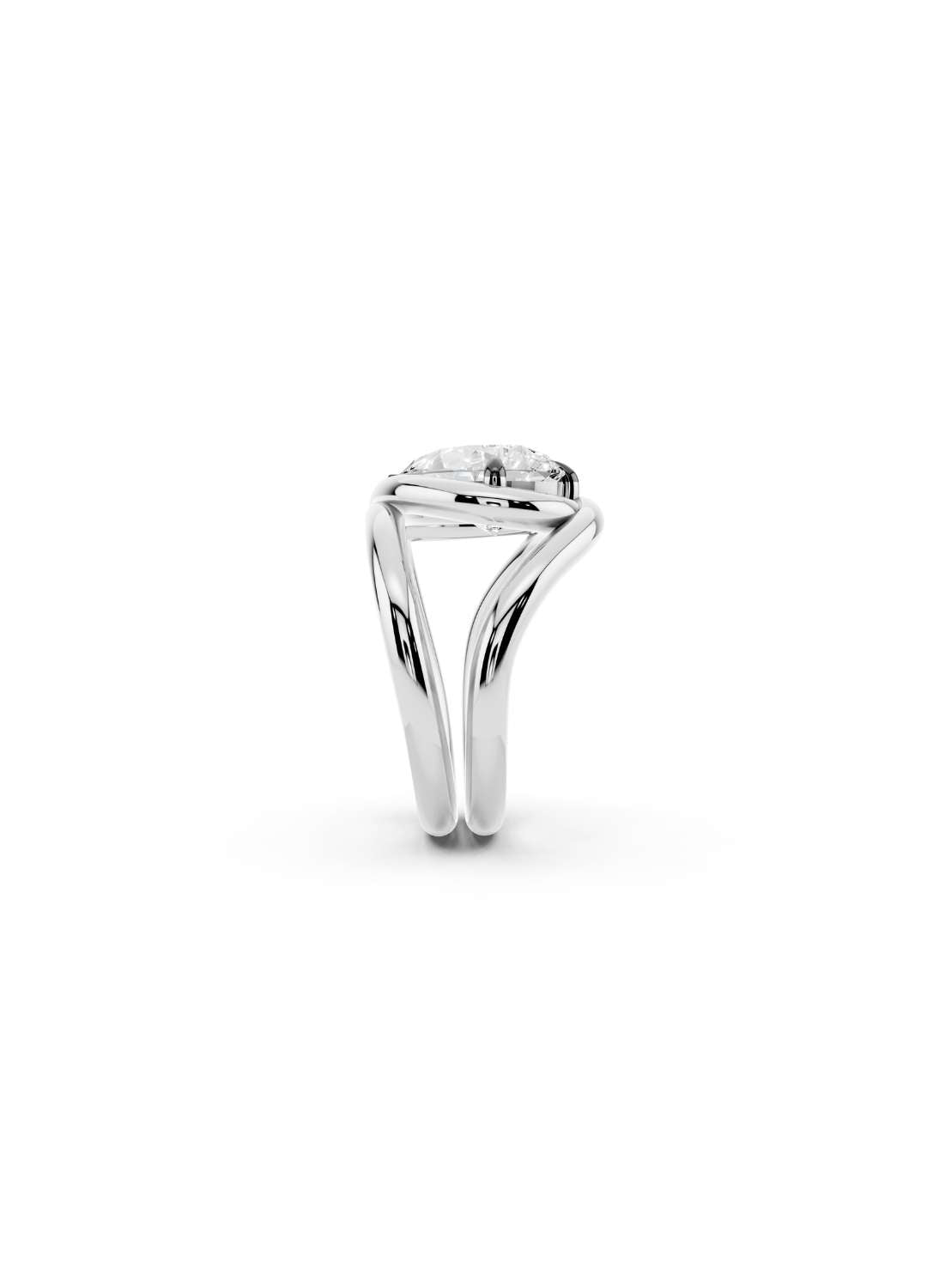 Twisted Gold Pear Diamond Ring Image 9