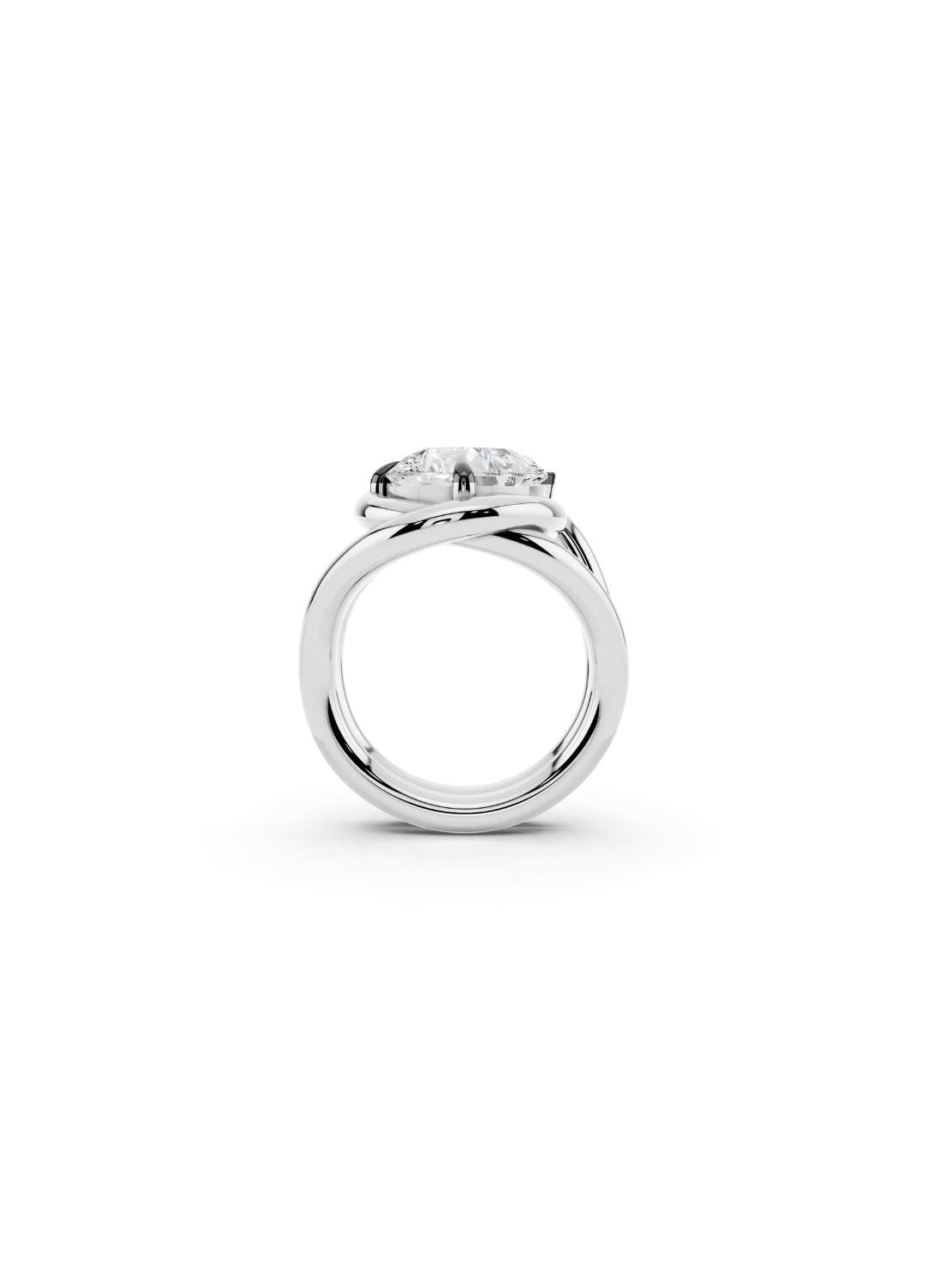 Twisted Gold Pear Diamond Ring Image 10
