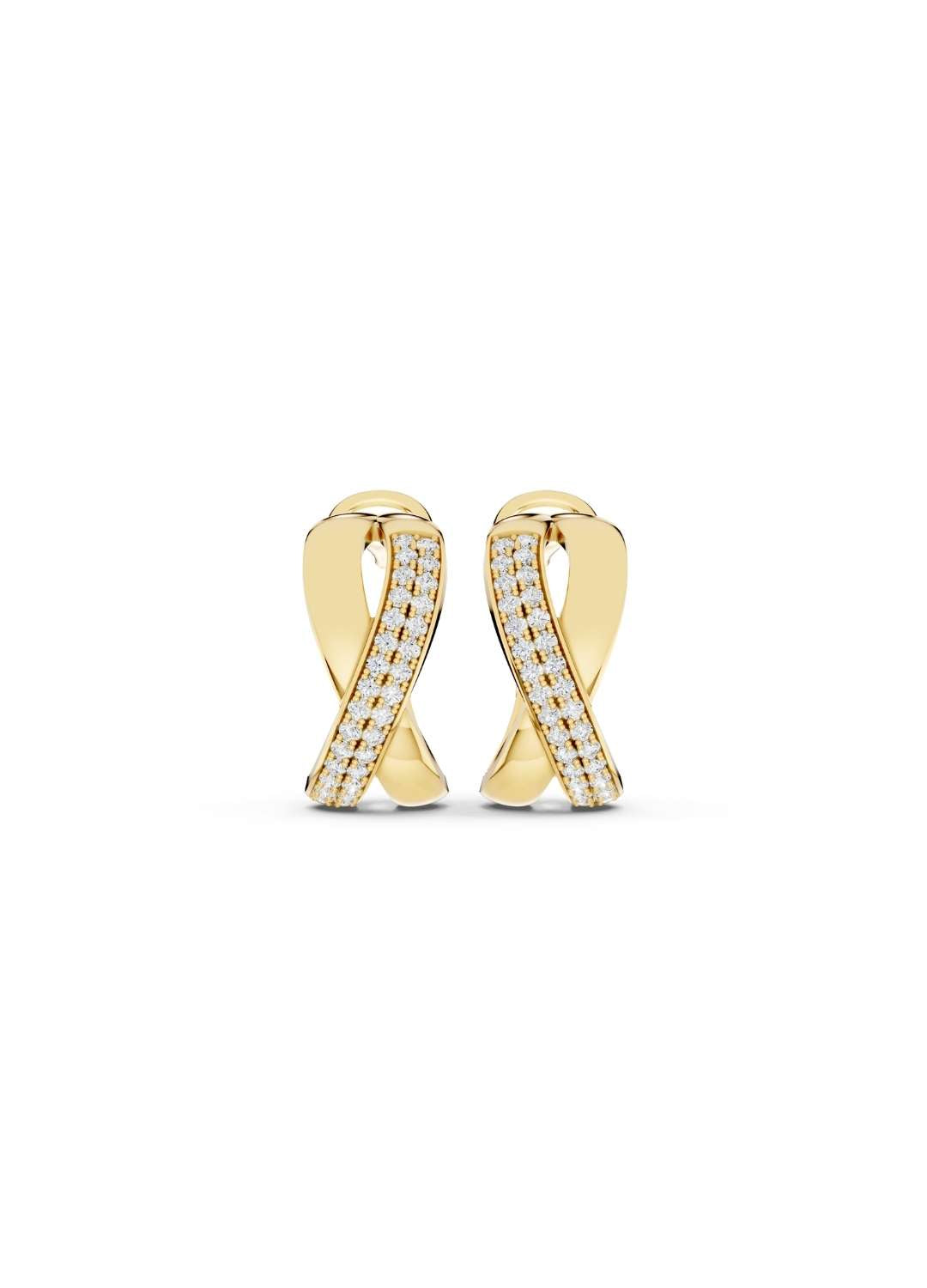 Two-Tone Crossover Diamond Earrings Image 1
