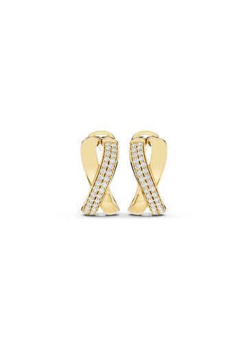 Two-Tone Crossover Diamond Earrings Image 1