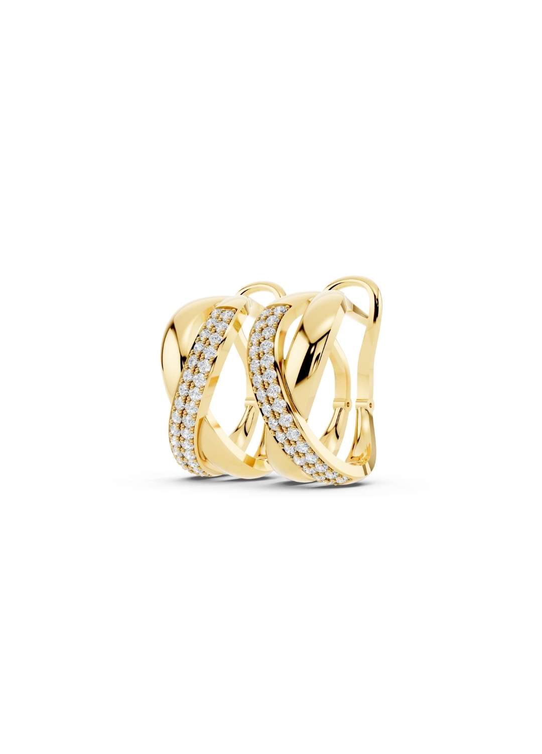 Two-Tone Crossover Diamond Earrings Image 2
