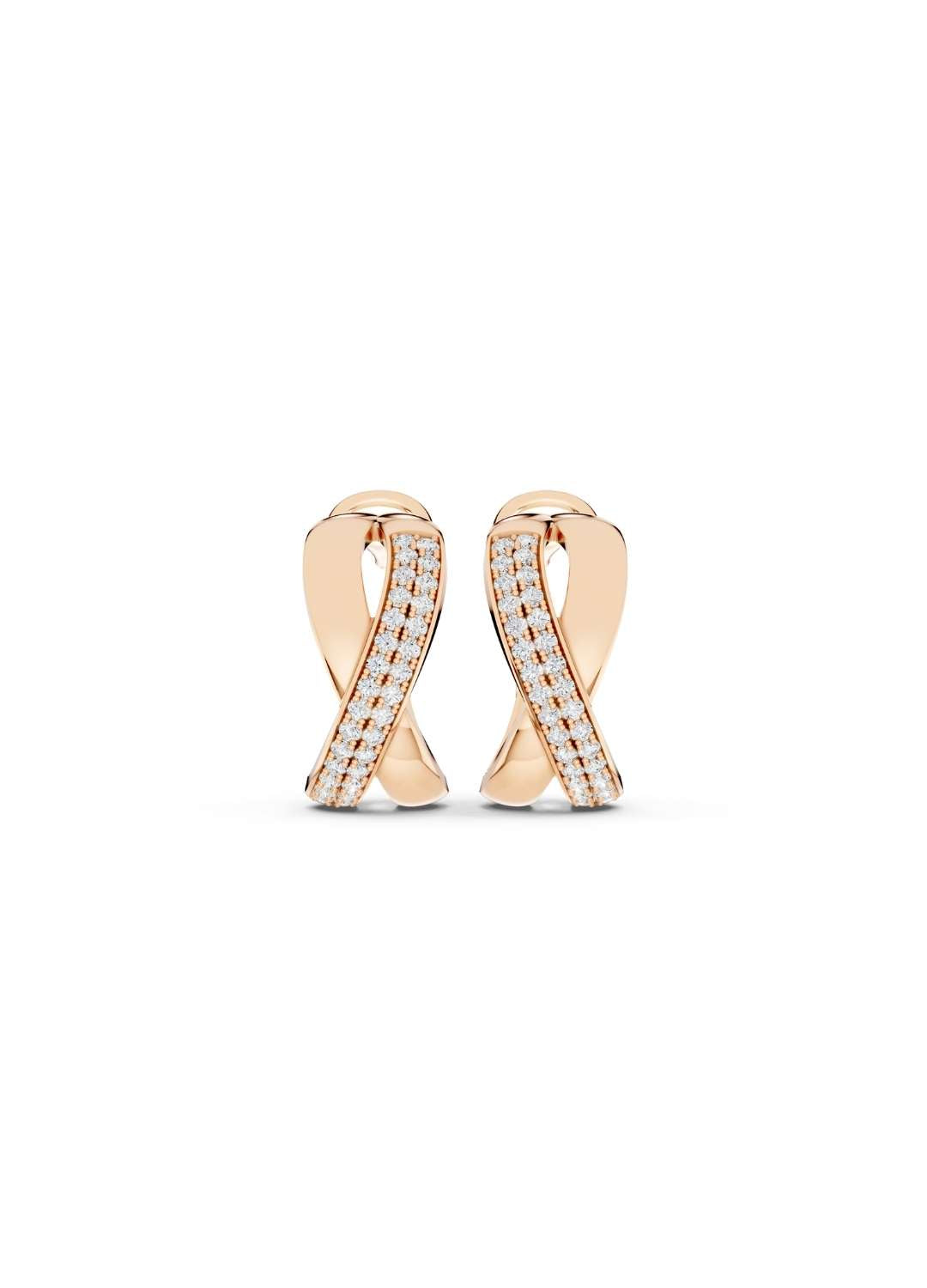 Two-Tone Crossover Diamond Earrings Image 6