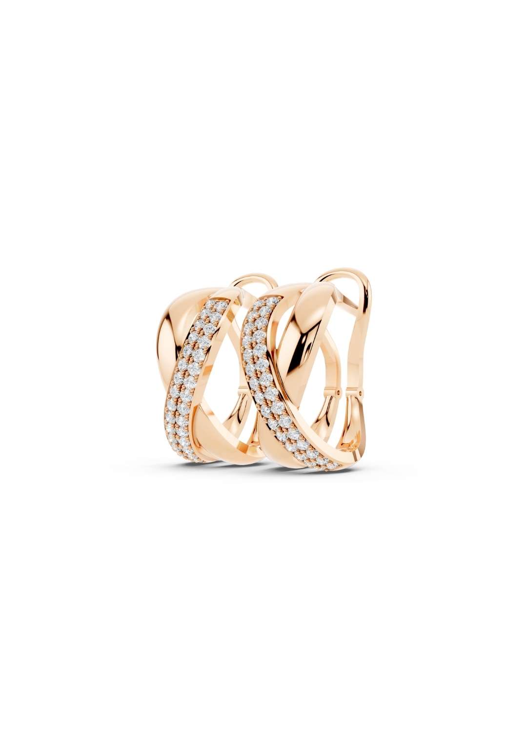 Two-Tone Crossover Diamond Earrings Image 7