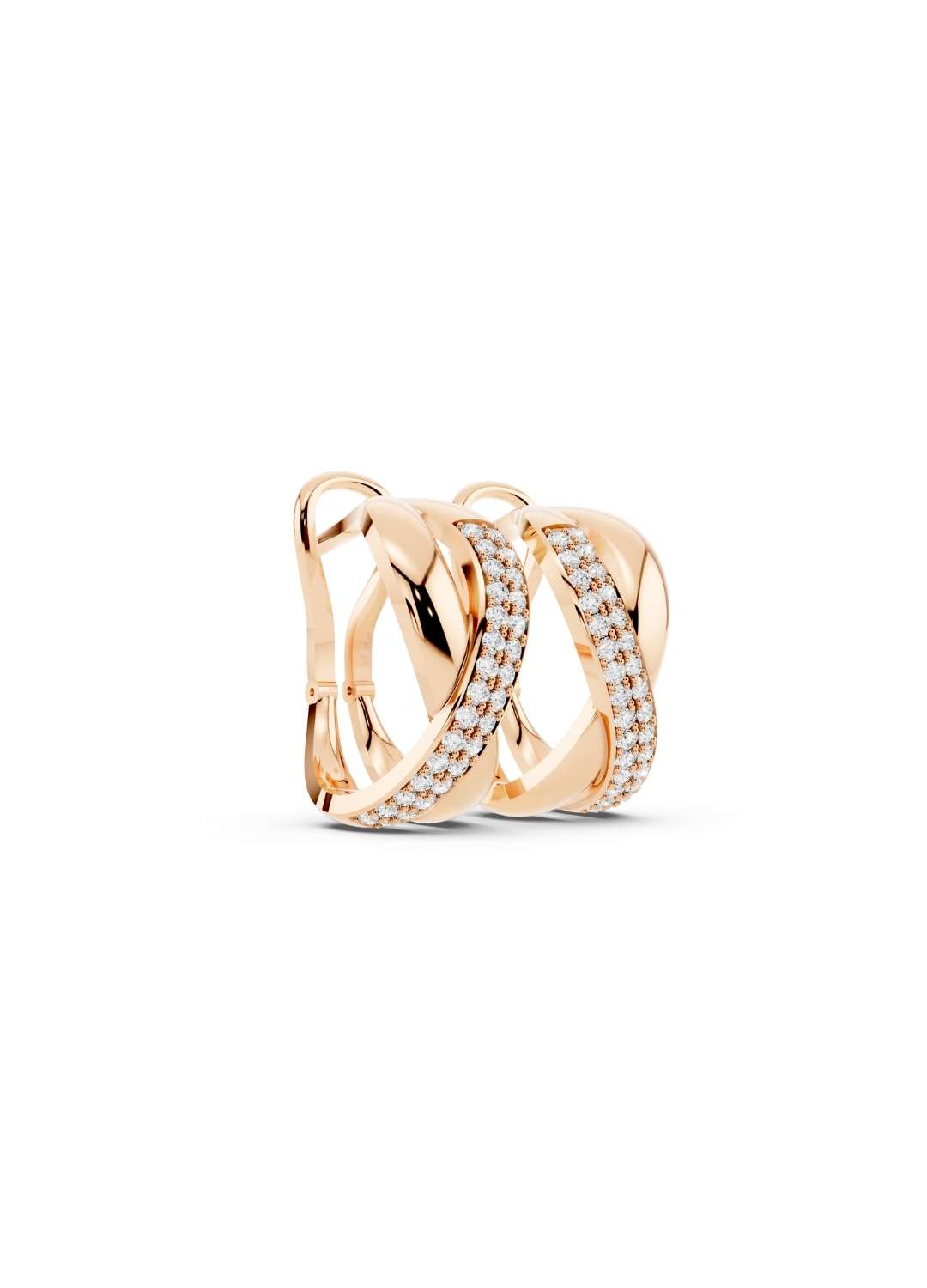 Two-Tone Crossover Diamond Earrings Image 8