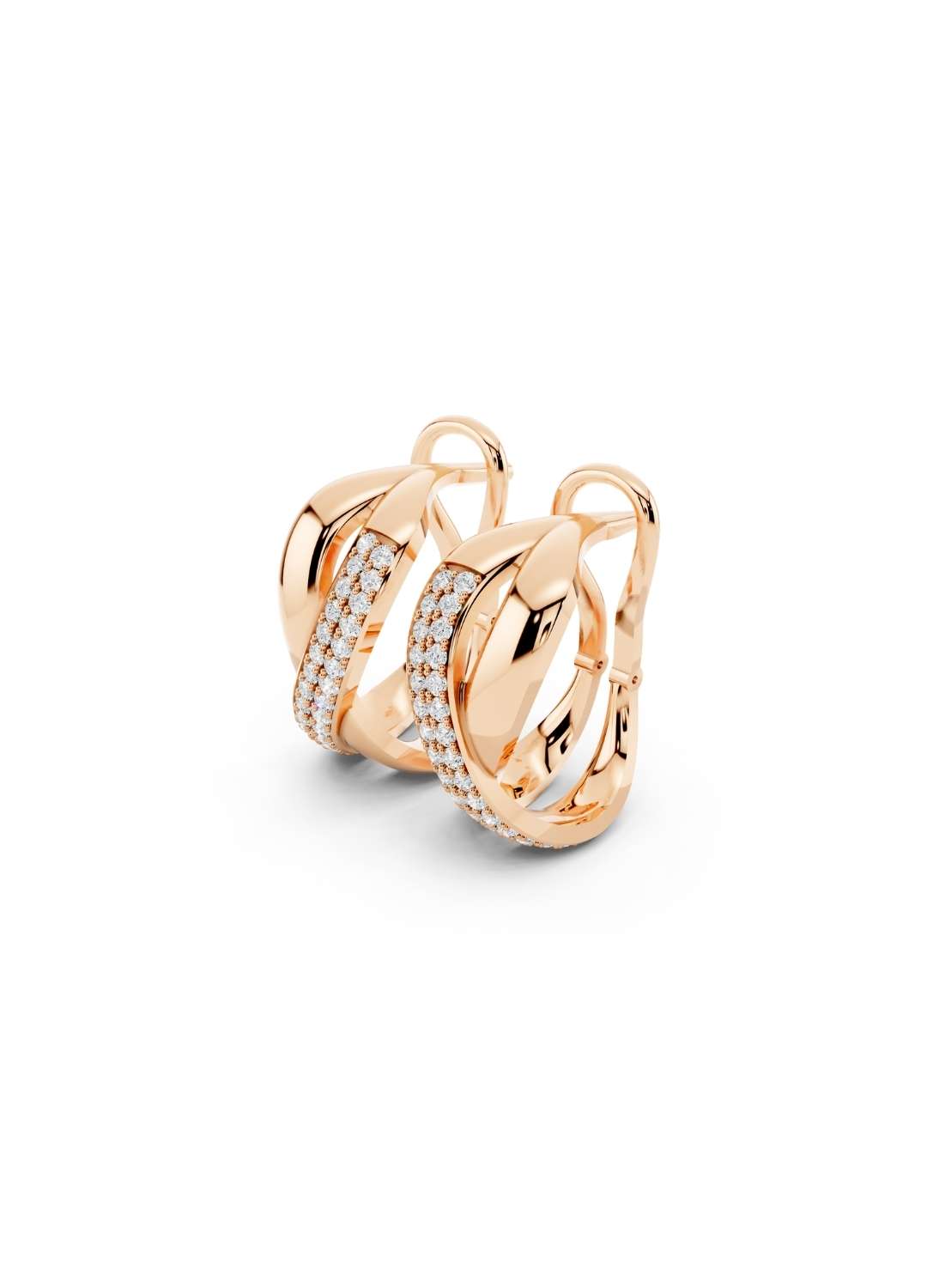 Two-Tone Crossover Diamond Earrings Image 9