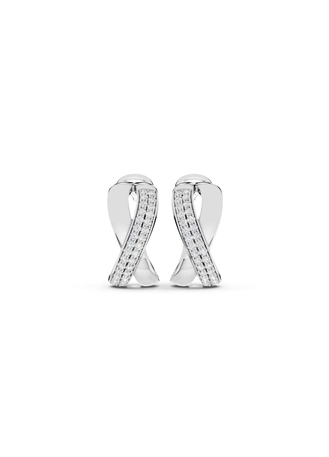 Two-Tone Crossover Diamond Earrings Image 11