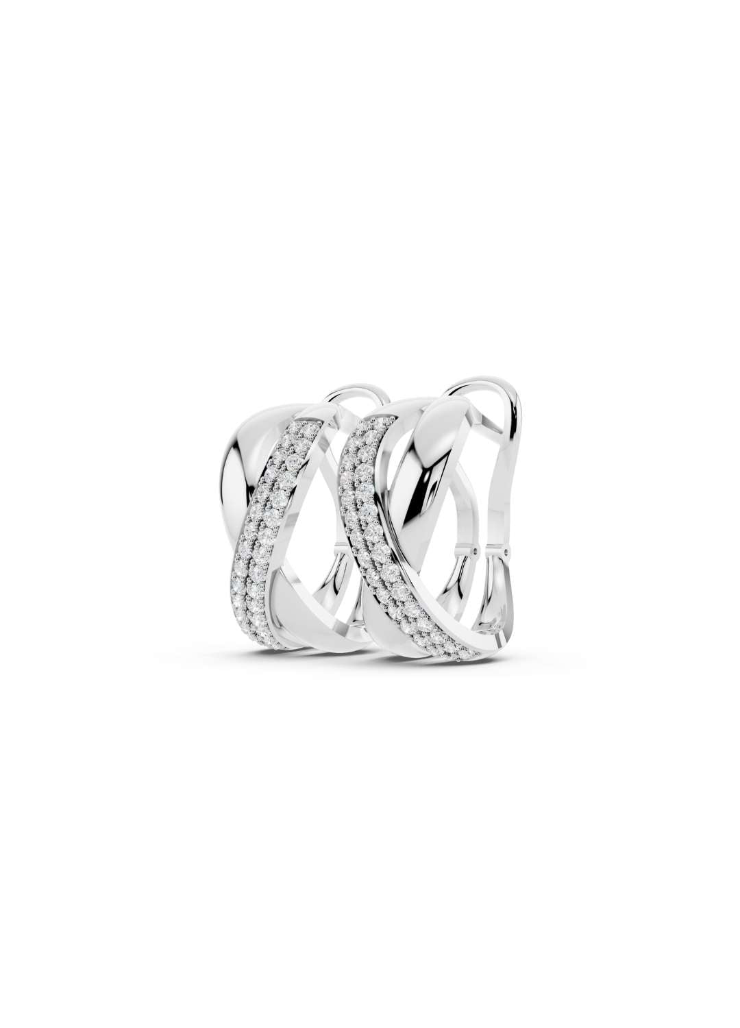Two-Tone Crossover Diamond Earrings Image 12