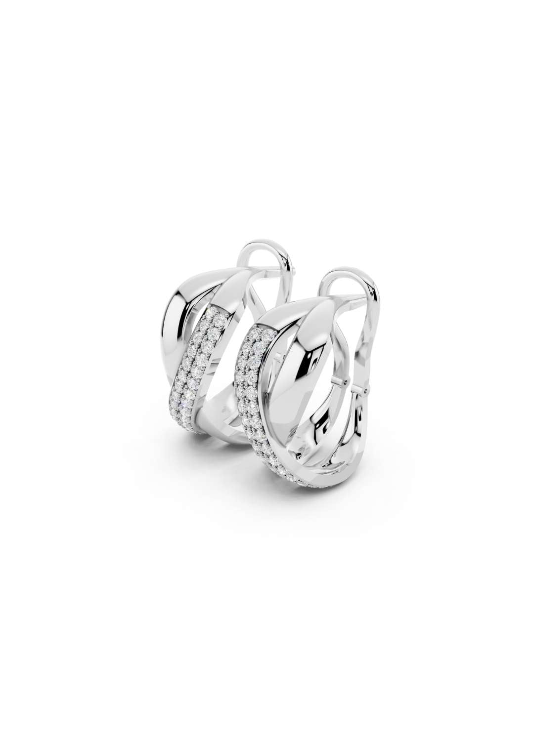Two-Tone Crossover Diamond Earrings Image 15