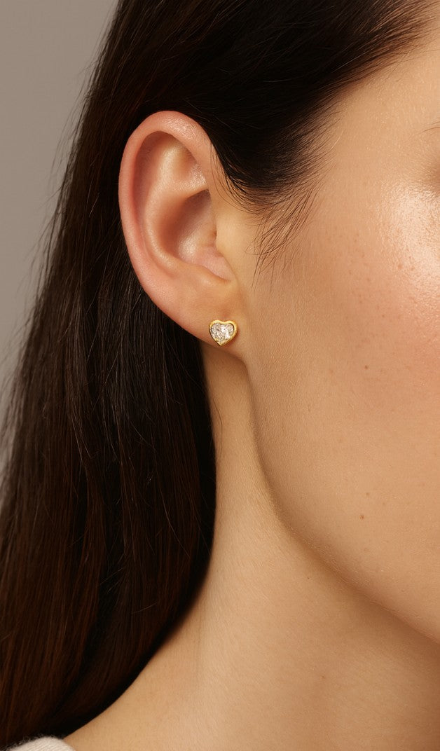Heart Diamond Stud Earrings