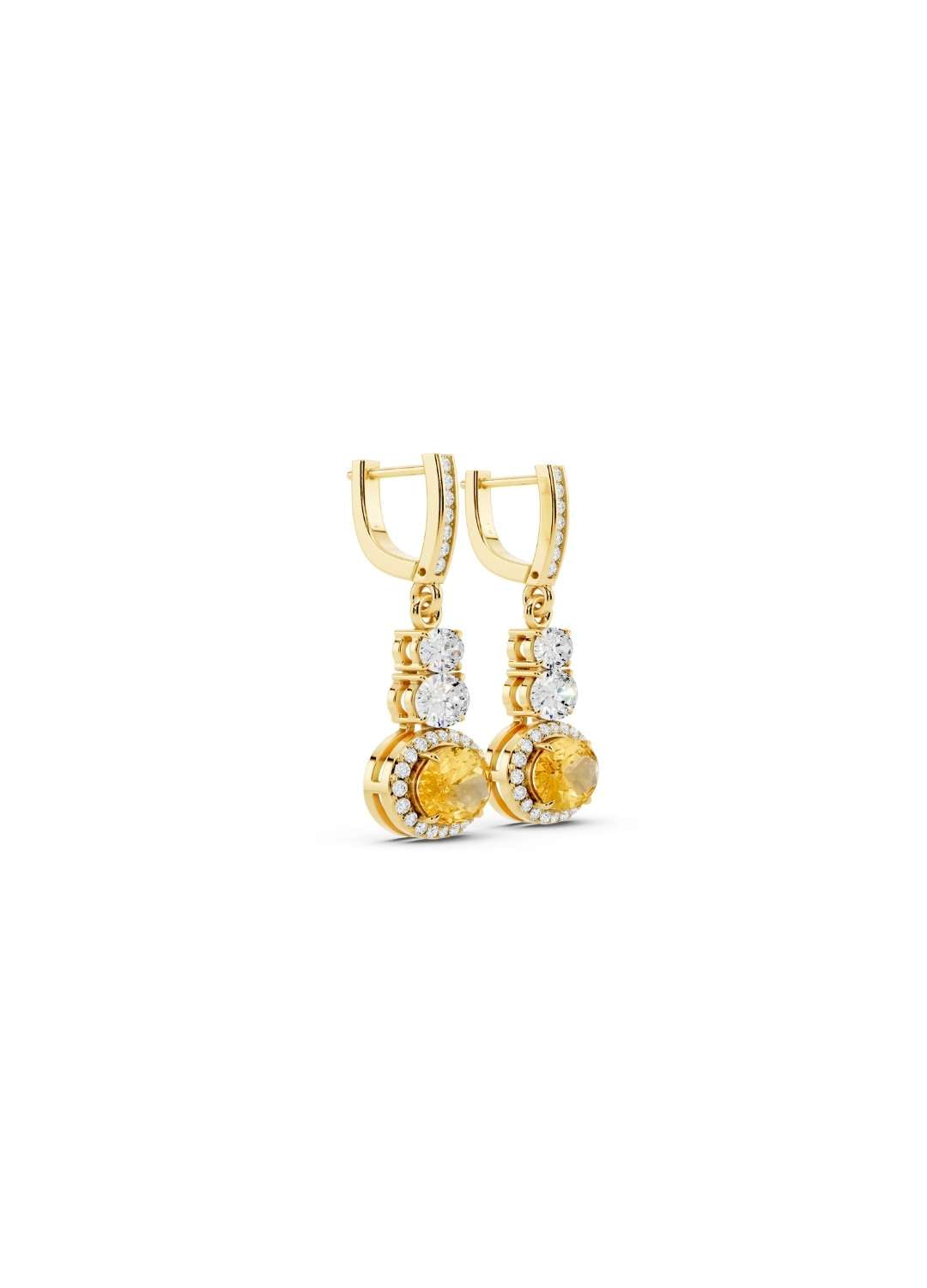 Yellow Diamond Drop Earrings Image 3
