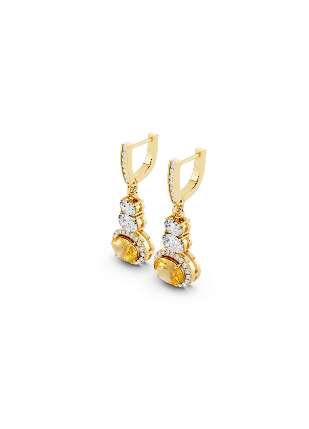 Yellow Diamond Drop Earrings Image 4