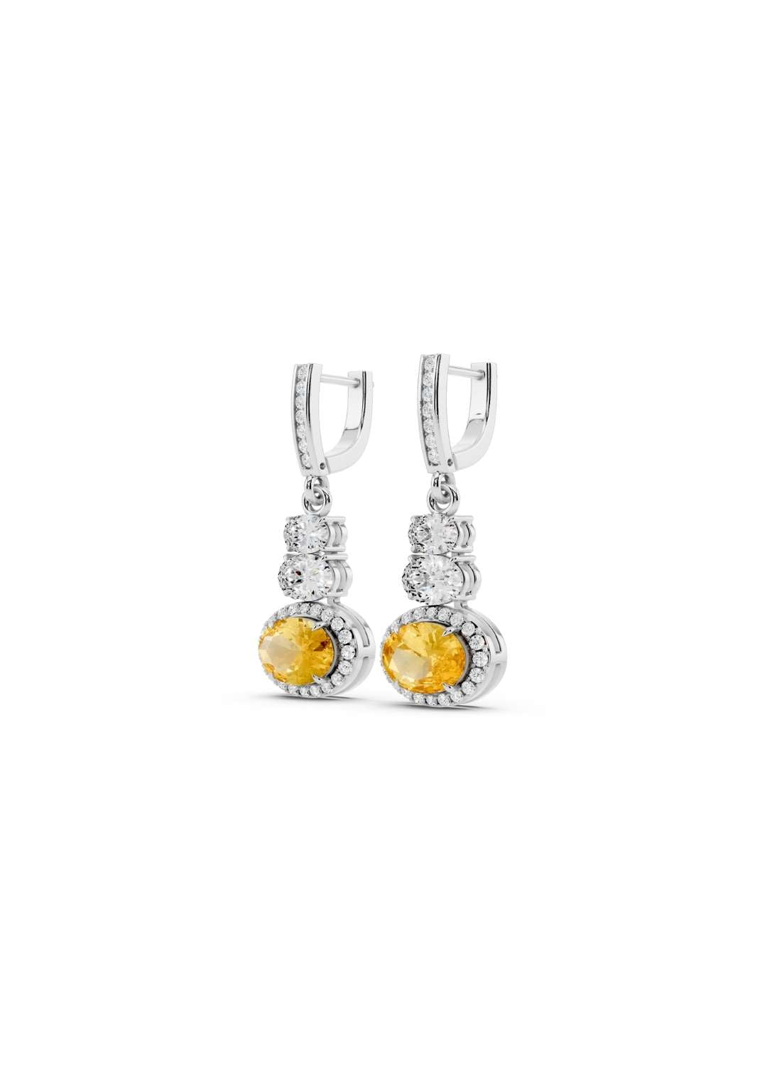 Yellow Diamond Drop Earrings Image 12