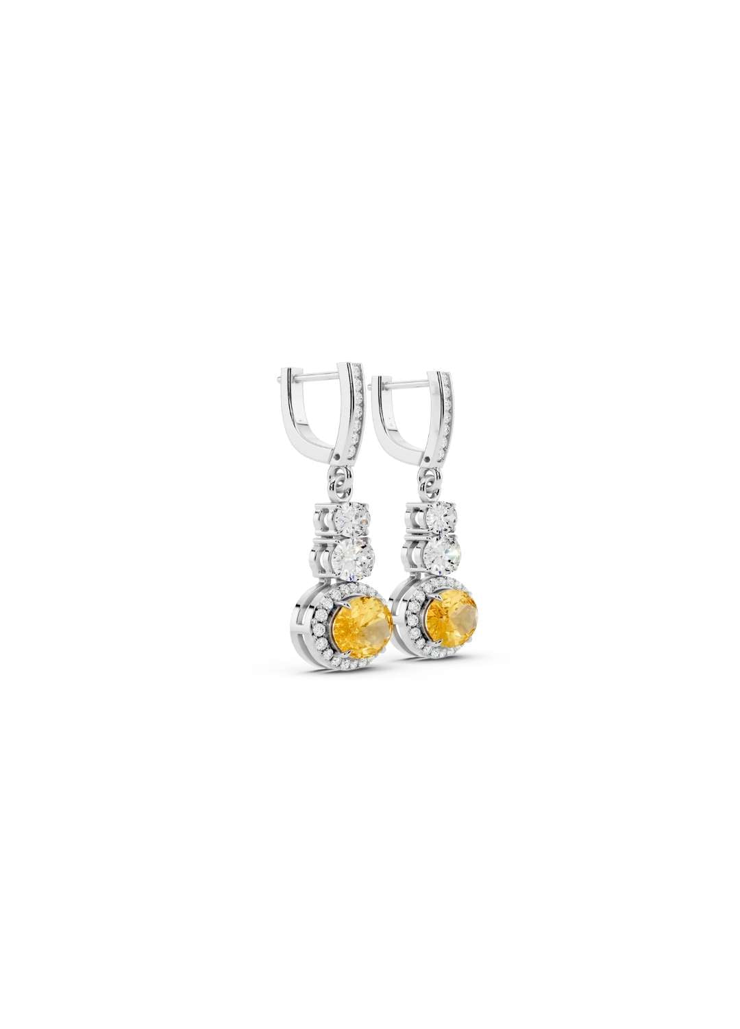 Yellow Diamond Drop Earrings Image 13