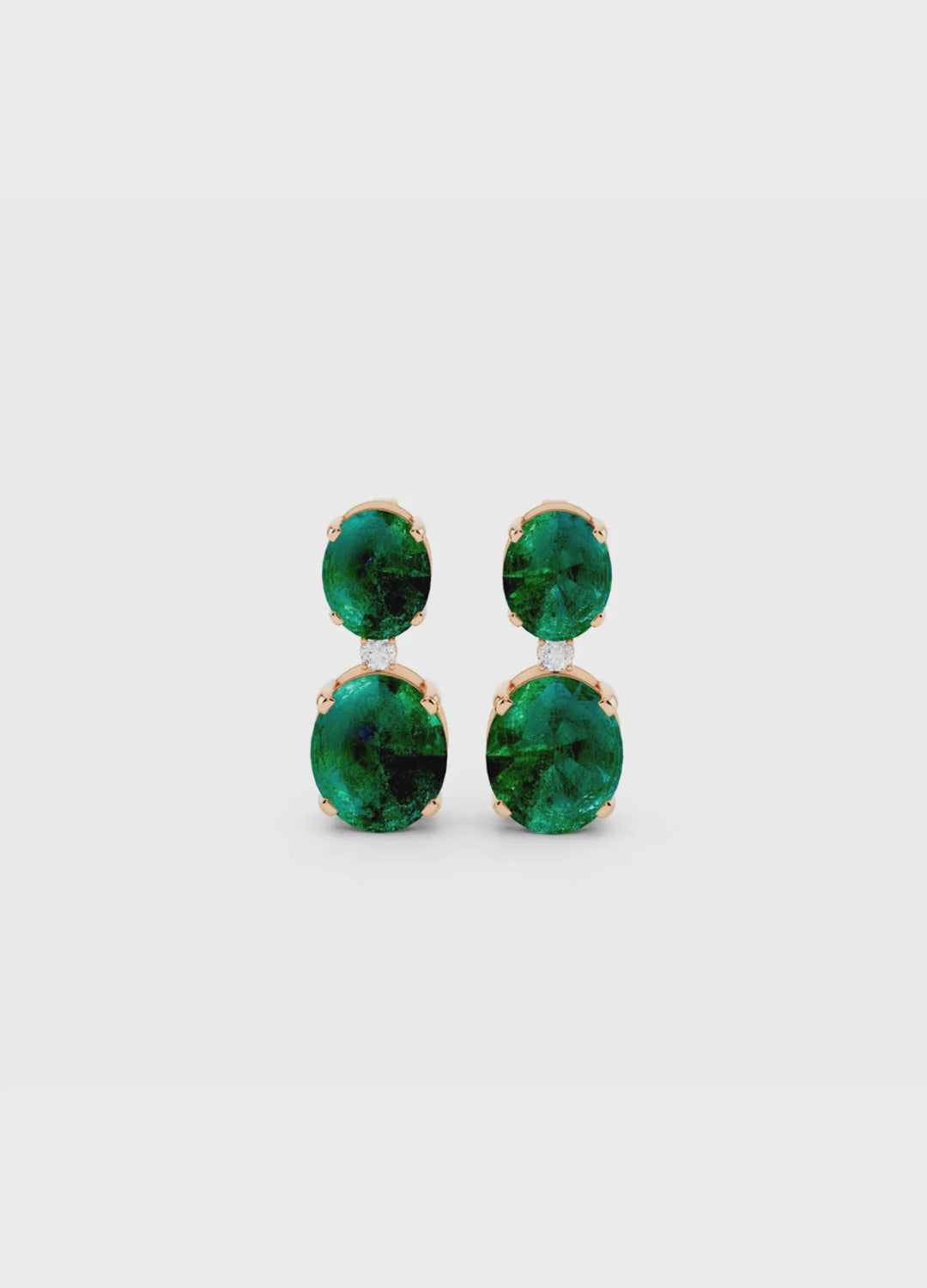 Emerald & Diamond Duo Oval Earrings