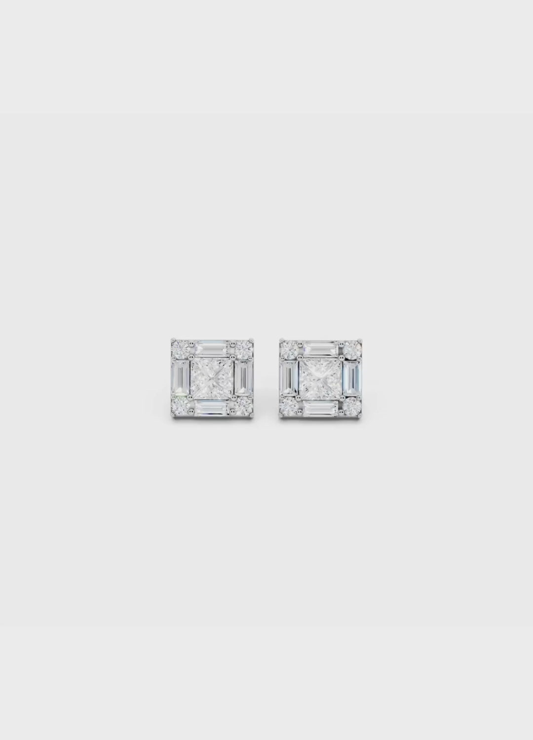Emerald Illusion Diamond Stud Earrings