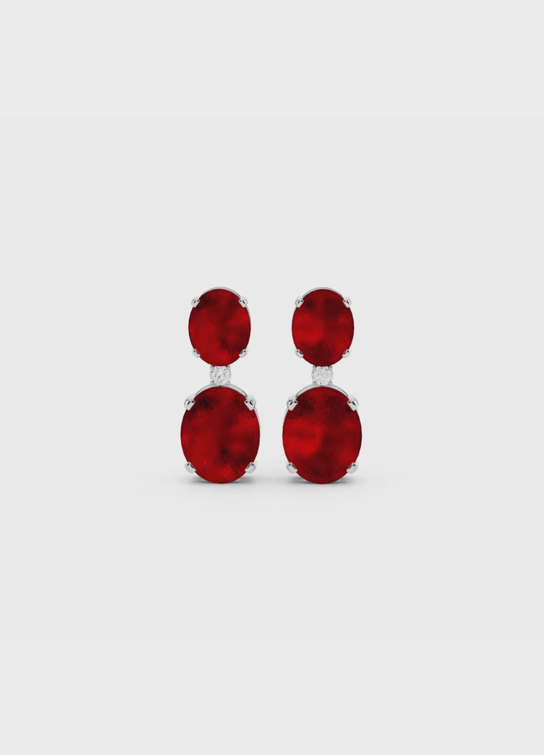 Ruby & Diamond Duo Oval Earrings