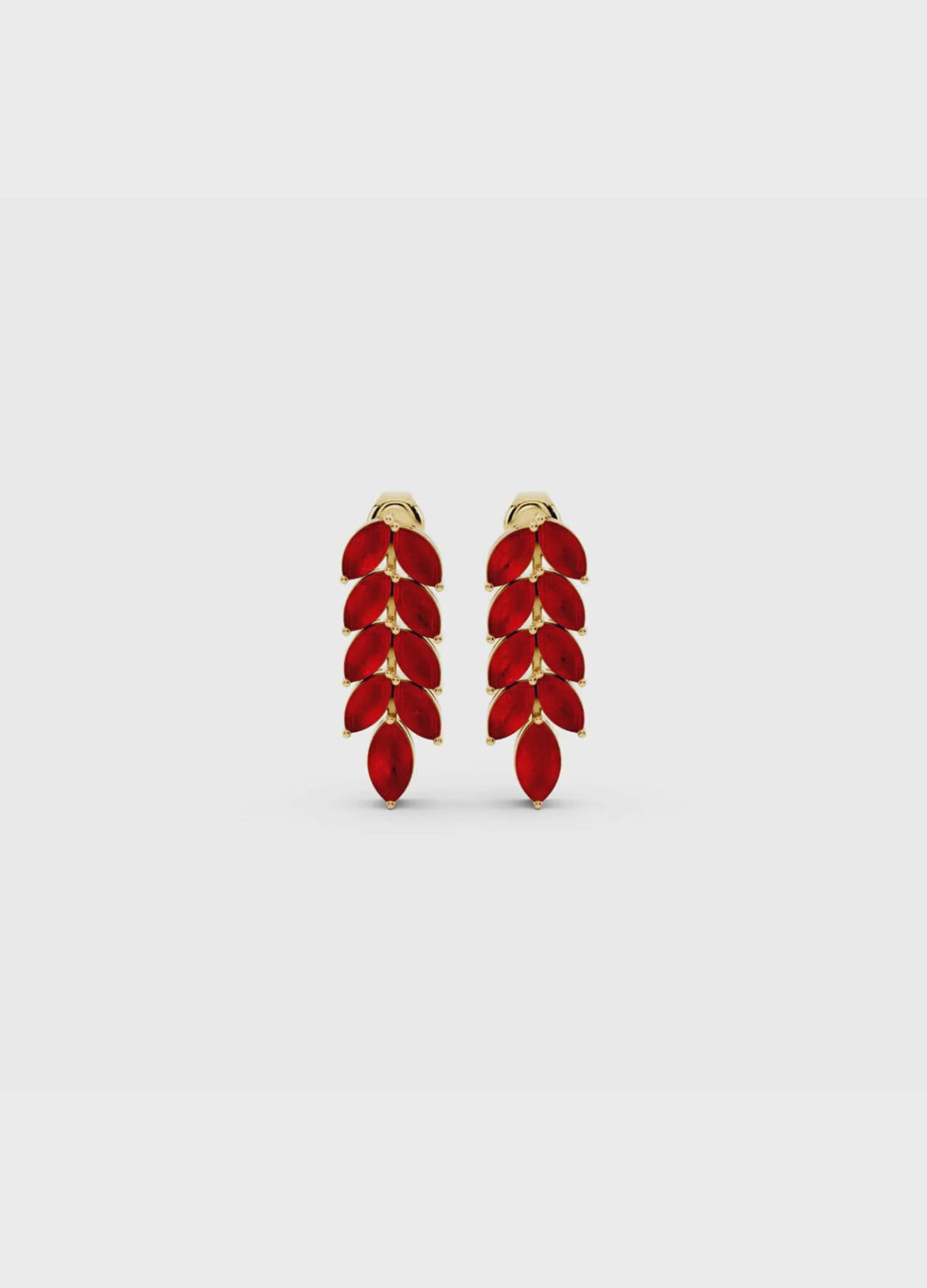 Ruby Leaf Drop Earrings