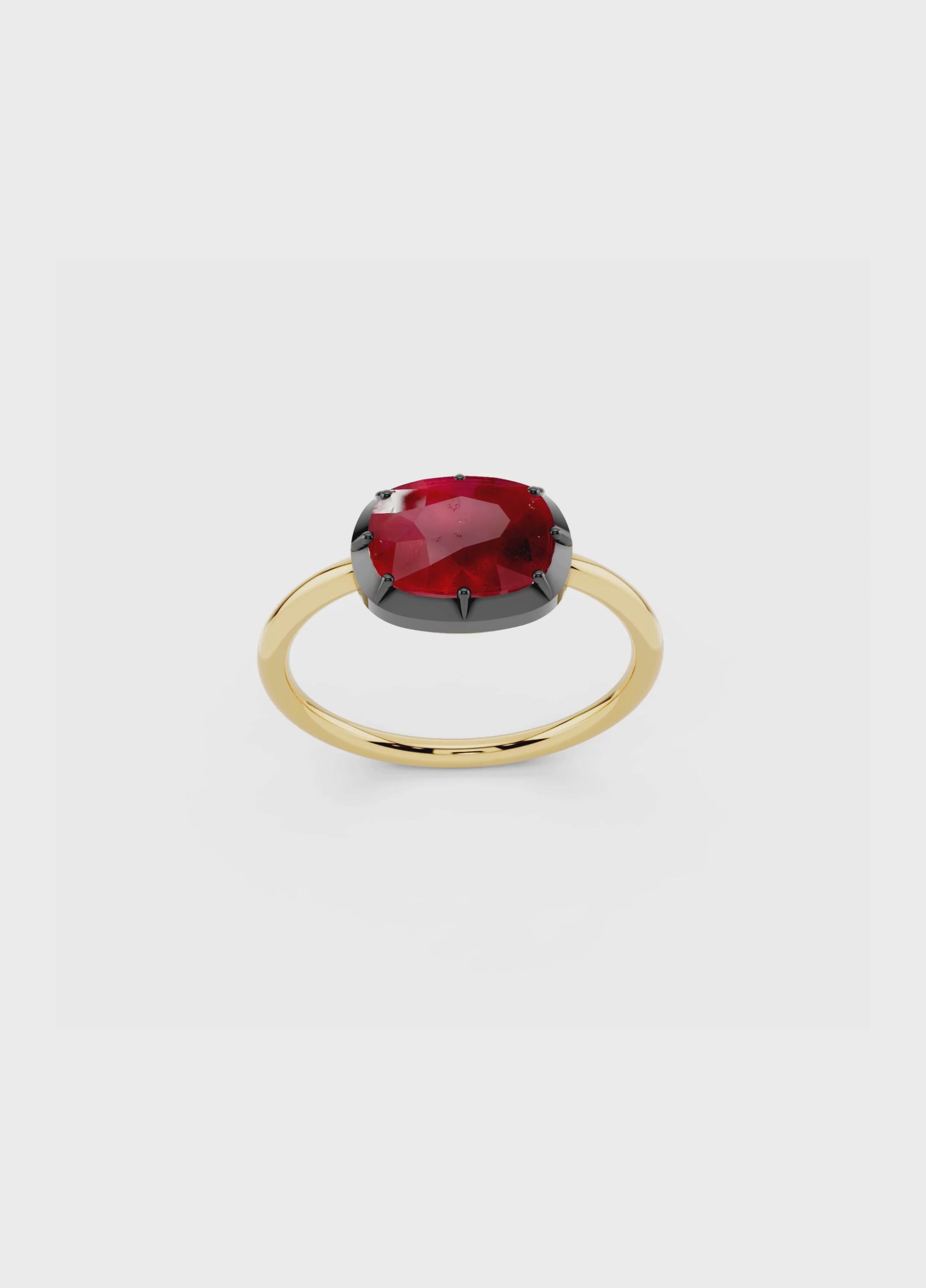 Cushion Cut Ruby Georgian Ring