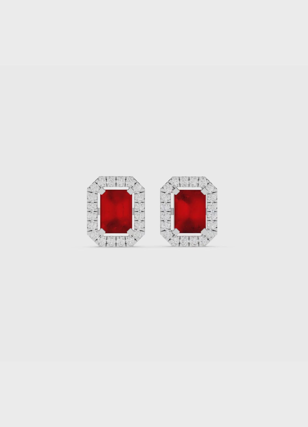 Ruby Sapphire & Diamond Halo Studs