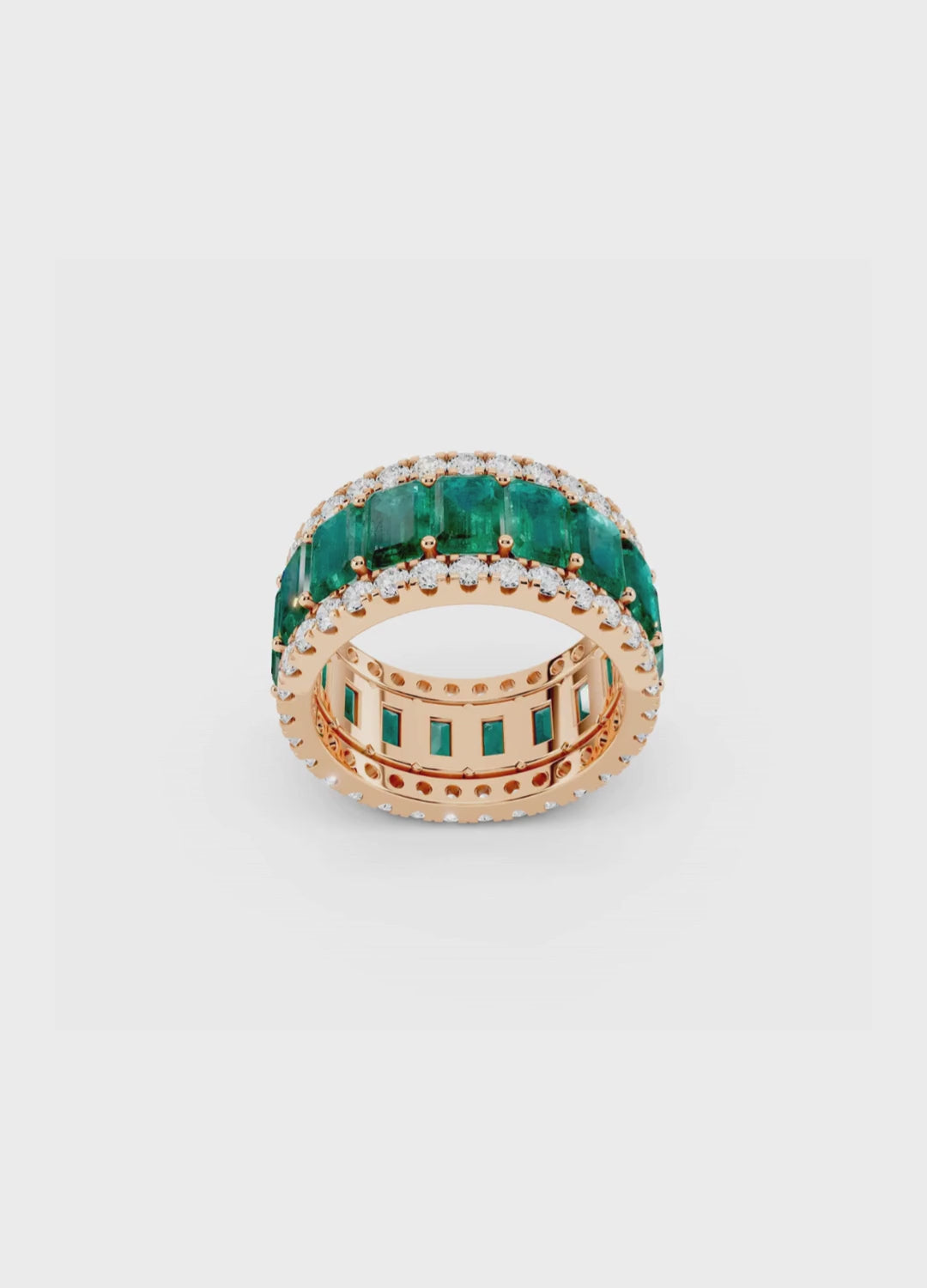Emerald & Diamond Cut Eternity Band